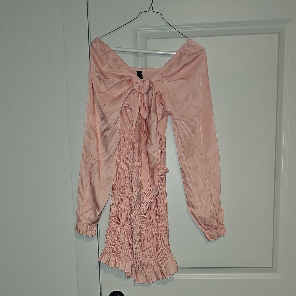 Pink Off-Shoulder Ruffle Dress